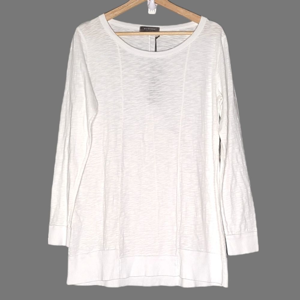 Woman's MODODOC White Cotton Long Sleeve Top Small